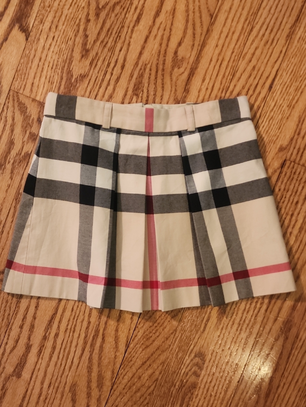 Burberry Plaid Pleated Adjustable Mini Skirt, Girls 6